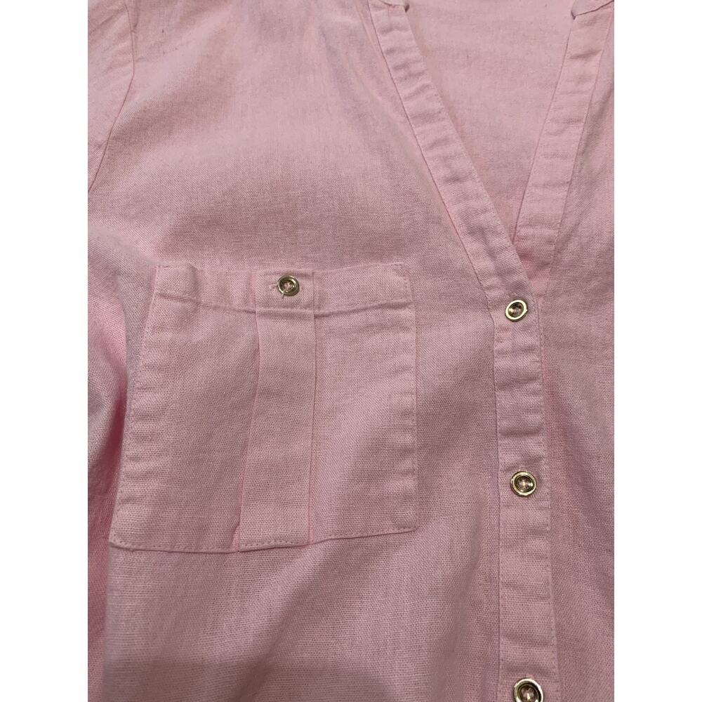 Zara Linen blend Light Pink Button-Down Shirt Size XL Beachy Resort - Picture 10 of 11